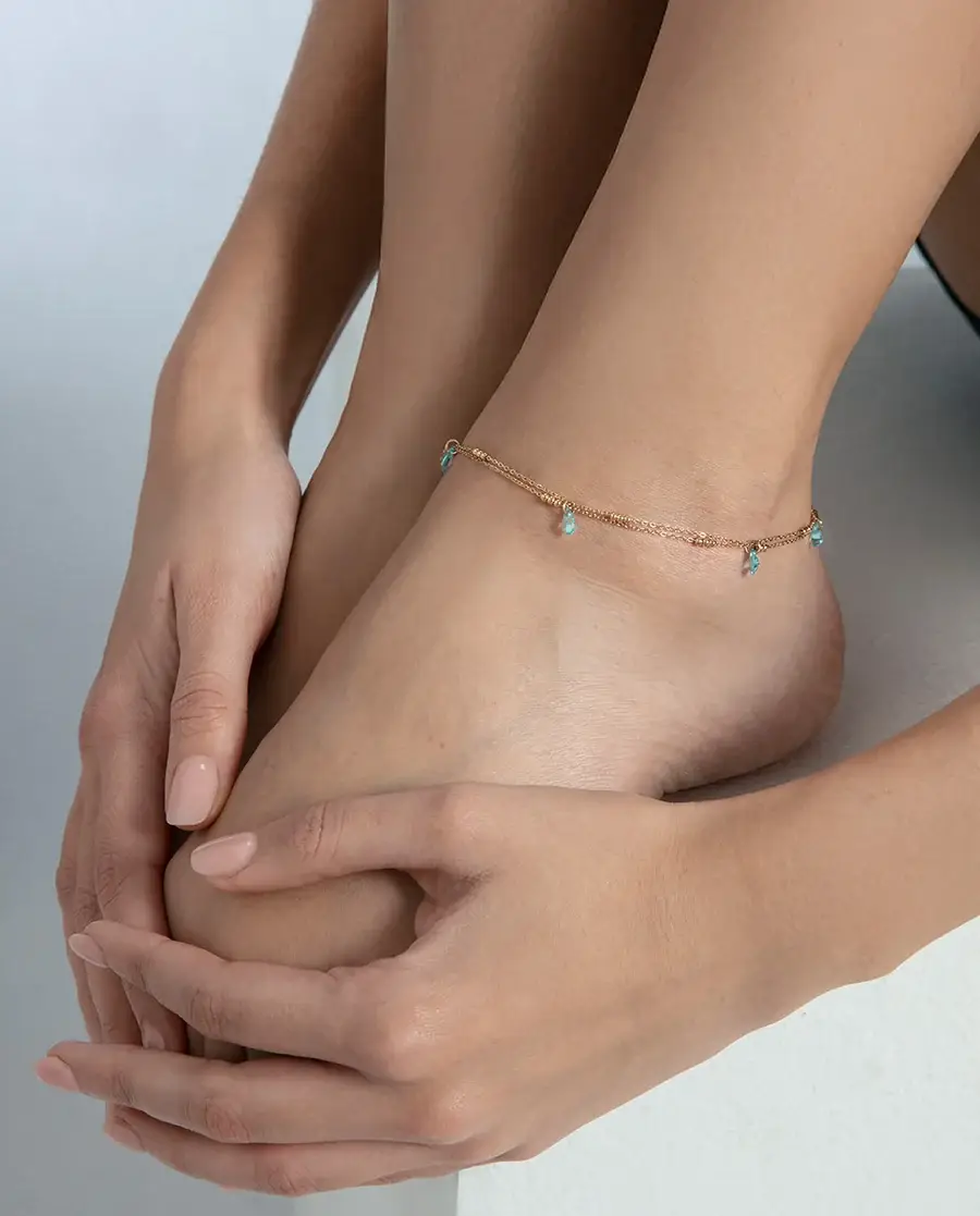 Tobillera de mujer de acero IP dorado con cristal azul ref 14366t01012 - Imagen 2