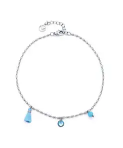 Tobillera de acero con cristal y jade azul ref 14367t01013