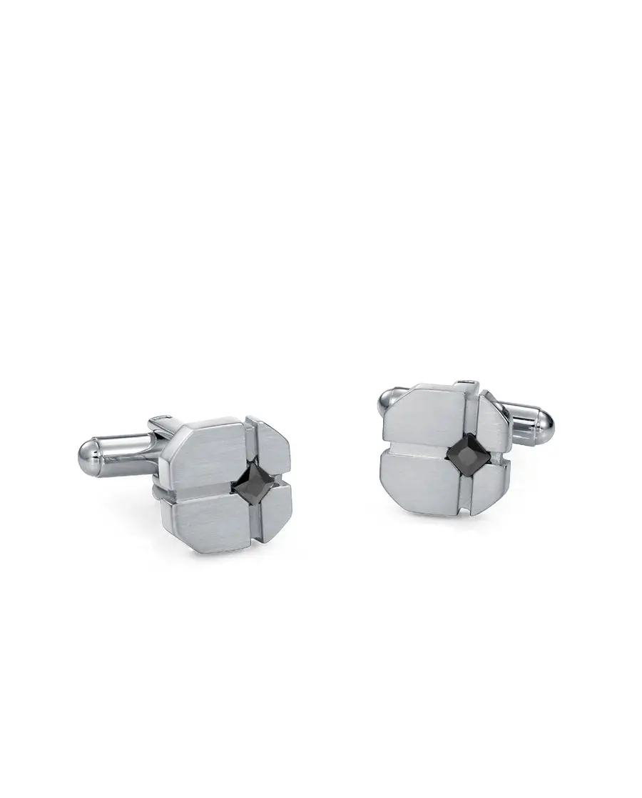 Gemelos de hombre en acero con circonita negra ref 14382g01000