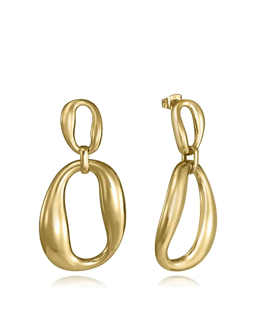 Pendientes colgantes de mujer en acero con Ip dorado. ref 15205e01012