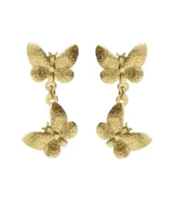Pendientes largos Fleur mariposa doble en Plata baño Oro ref A5683-DT