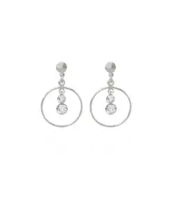 Pendientes largos Celeste círculo cristal blanco en Plata REF A 3570-07HT