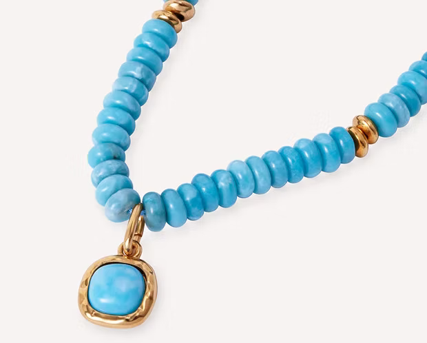 Collar bolas Turquesa con cuarzo larimar azul REF X4852140
