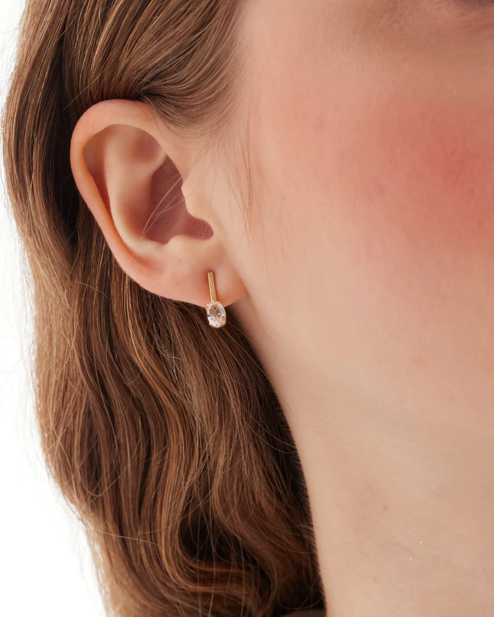 Pendientes cortos oval Lieve con cristal blanco en Plata ref a5524-07dt - Imagen 2