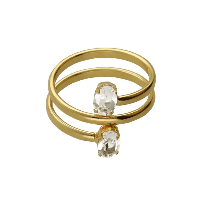 Anillo ajustable con cristal y plata de ley bañado en Oro de 18kt. ref a5302-07da