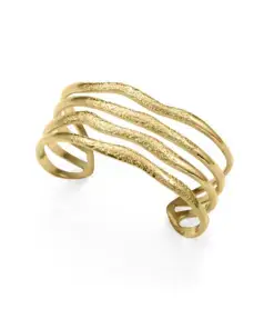Pulsera rígida abierta de mujer en acero Ip dorado, con diseño ancho y diámetro máximo de 6 cm ref 75441p01012