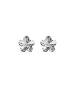 Pendientes botón de cristal y Plata de Ley bañada en Rodio con forma de flor de la colección Fantasy REF A0802-07HT