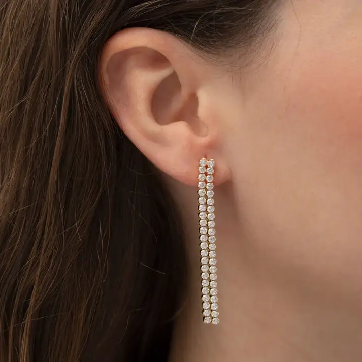 Pendientes largos Halo cristales riviere en Plata REF A4479-07DT - Imagen 2