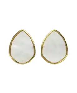 Pendientes cortos Soulquest lágrima nácar en Plata baño Oro ref a4614-ladt