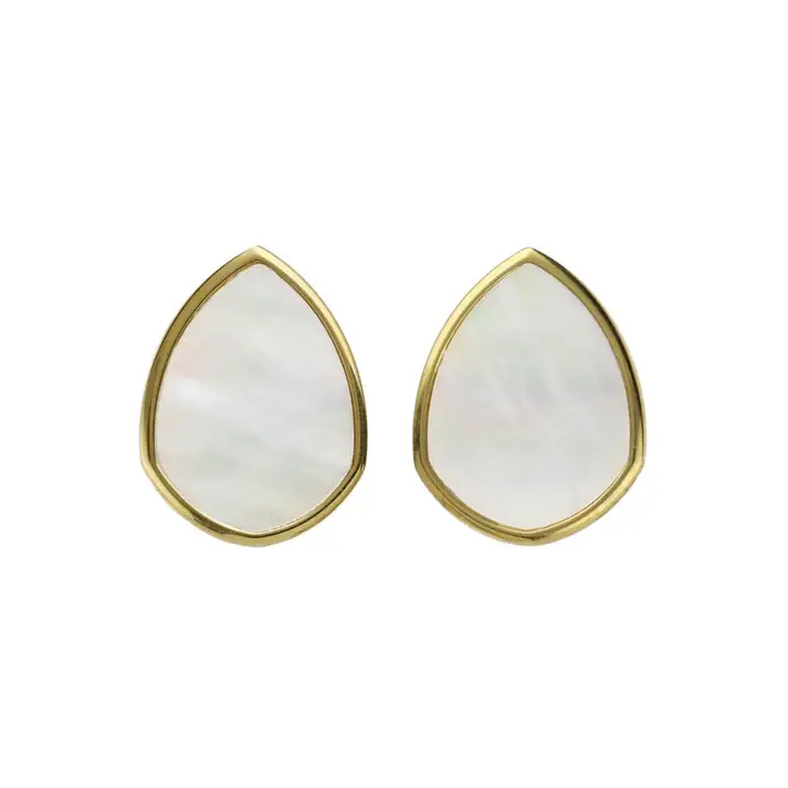 Pendientes cortos Soulquest lágrima nácar en Plata baño Oro ref a4614-ladt