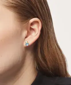 Pendientes cortos Jasmine cristal en Plata baño Oro REF A3571-10DT - Imagen 2