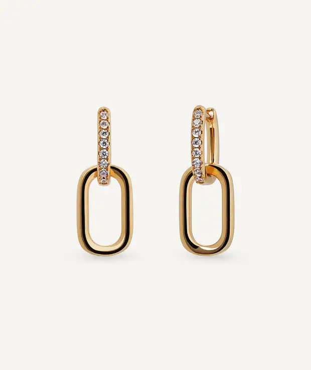 Pendientes de aros eslabones Pili con circonitas REF: G4016A
