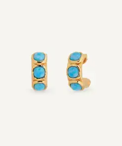 Pendientes semiluna Turquesa con cuarzo larimar azul REF: X48507