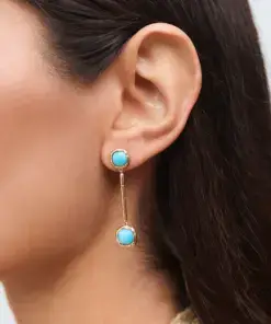 Pendientes largos Turquesa con cuarzo larimar azul REF: X48513 - Imagen 2