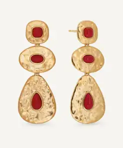 Pendientes volumen Zahara con coral sintético rojo REF: X48514