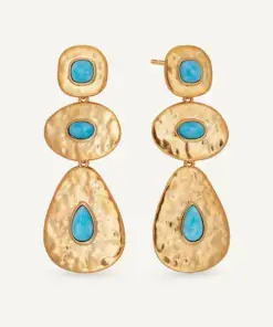 Pendientes volumen Turquesa con cuarzo larimar azul REF: X48515