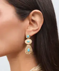 Pendientes volumen Turquesa con cuarzo larimar azul REF: X48515 - Imagen 2