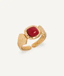 Anillo Zahara con coral sintético rojo REF: X485171014