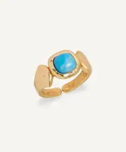 Anillo Turquesa con cuarzo larimar azul REF: X485181014