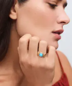 Anillo Turquesa con cuarzo larimar azul REF: X485181014 - Imagen 3