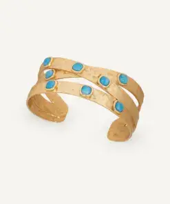 Brazalete cruzado Turquesa con cuarzo larimar azul REF: X98527