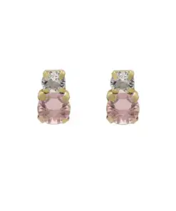 Pendientes cortos Jasmine cristal en Plata baño Oro REF A3751-52DT
