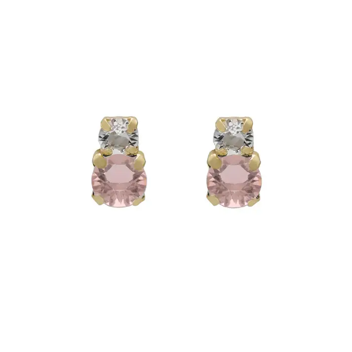 Pendientes cortos Jasmine cristal en Plata baño Oro REF A3751-52DT