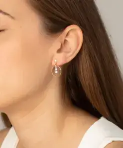Pendientes largos Celeste círculo cristal blanco en Plata REF A 3570-07HT - Imagen 2