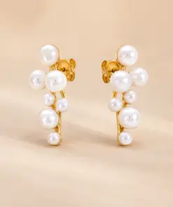 Pendientes Trepadores de Plata Dorada con Racimo de Perlas COLECCION SYNGULARIS