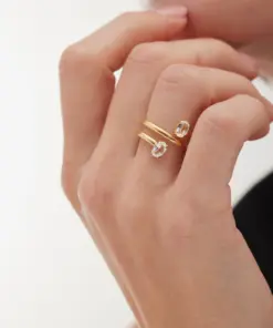 Anillo ajustable con cristal y plata de ley bañado en Oro de 18kt. ref a5302-07da - Imagen 2