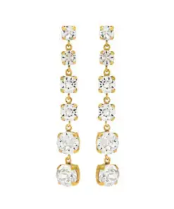 Pendientes largos Celine cristal blanco en Plata baño Oro ref a3293-07dt