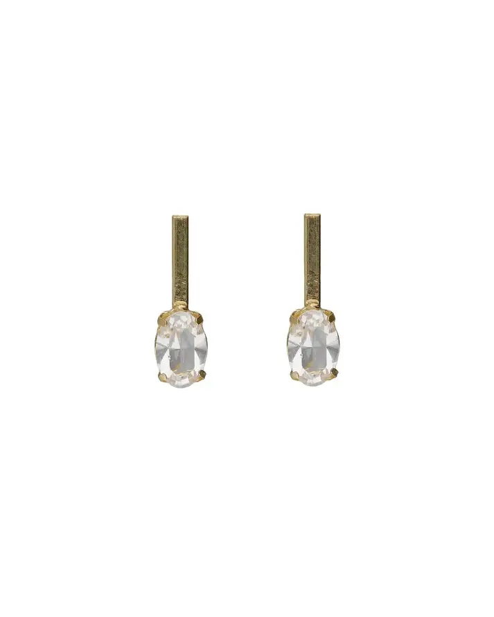 Pendientes cortos oval Lieve con cristal blanco en Plata ref a5524-07dt