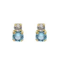 Pendientes cortos Jasmine cristal en Plata baño Oro REF A3571-10DT