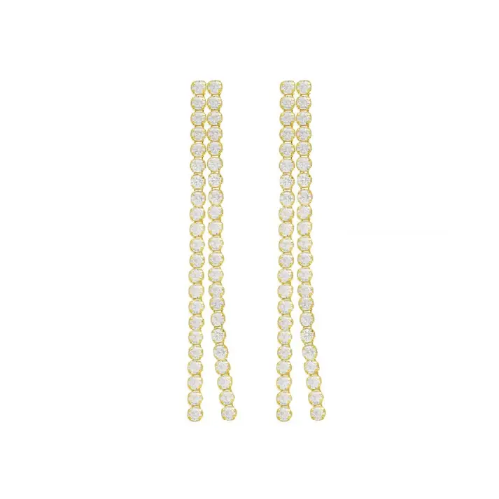 Pendientes largos Halo cristales riviere en Plata REF A4479-07DT