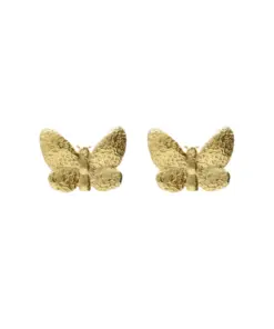 Pendientes botón Fleur mariposa en Plata baño Oro ref a5682-dt