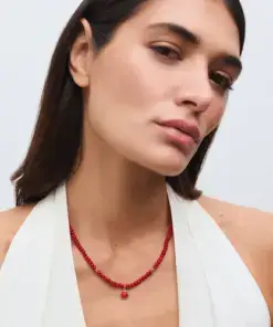 Collar zahara de maría g de jaime bañado en oro de 18 kt con coral sintético rojo ref X4852040 - Imagen 3