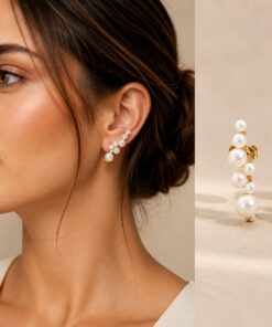 Pendientes Trepadores de Plata Dorada con Racimo de Perlas COLECCION SYNGULARIS - Imagen 2