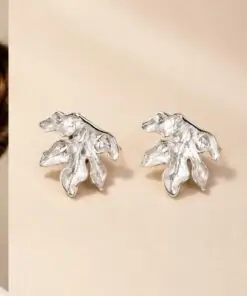 Pendientes Grandes de Flor Orgánica en Plata de Primera Ley COLECCION SYNGULARIS