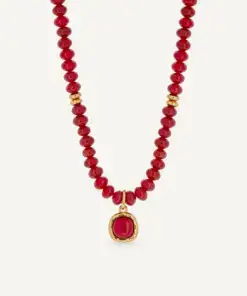 Collar zahara de maría g de jaime bañado en oro de 18 kt con coral sintético rojo ref X4852040