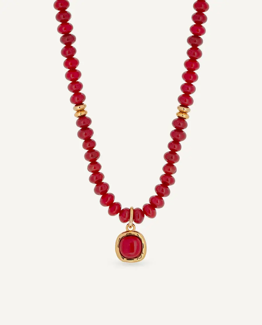 Collar zahara de maría g de jaime bañado en oro de 18 kt con coral sintético rojo ref X4852040