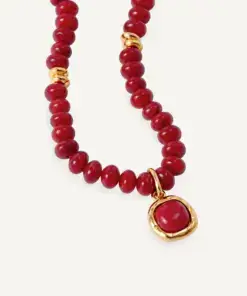 Collar zahara de maría g de jaime bañado en oro de 18 kt con coral sintético rojo ref X4852040 - Imagen 2