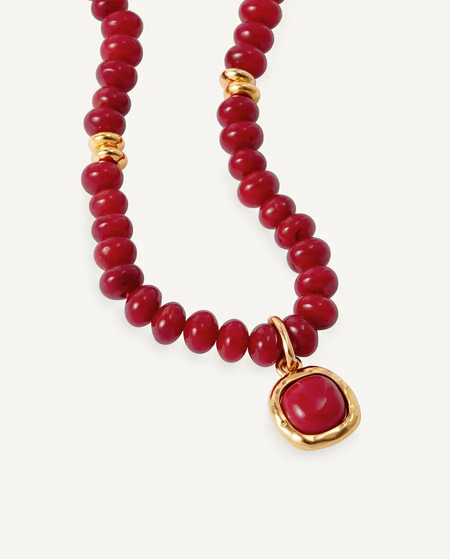 Collar zahara de maría g de jaime bañado en oro de 18 kt con coral sintético rojo ref X4852040 - Imagen 2
